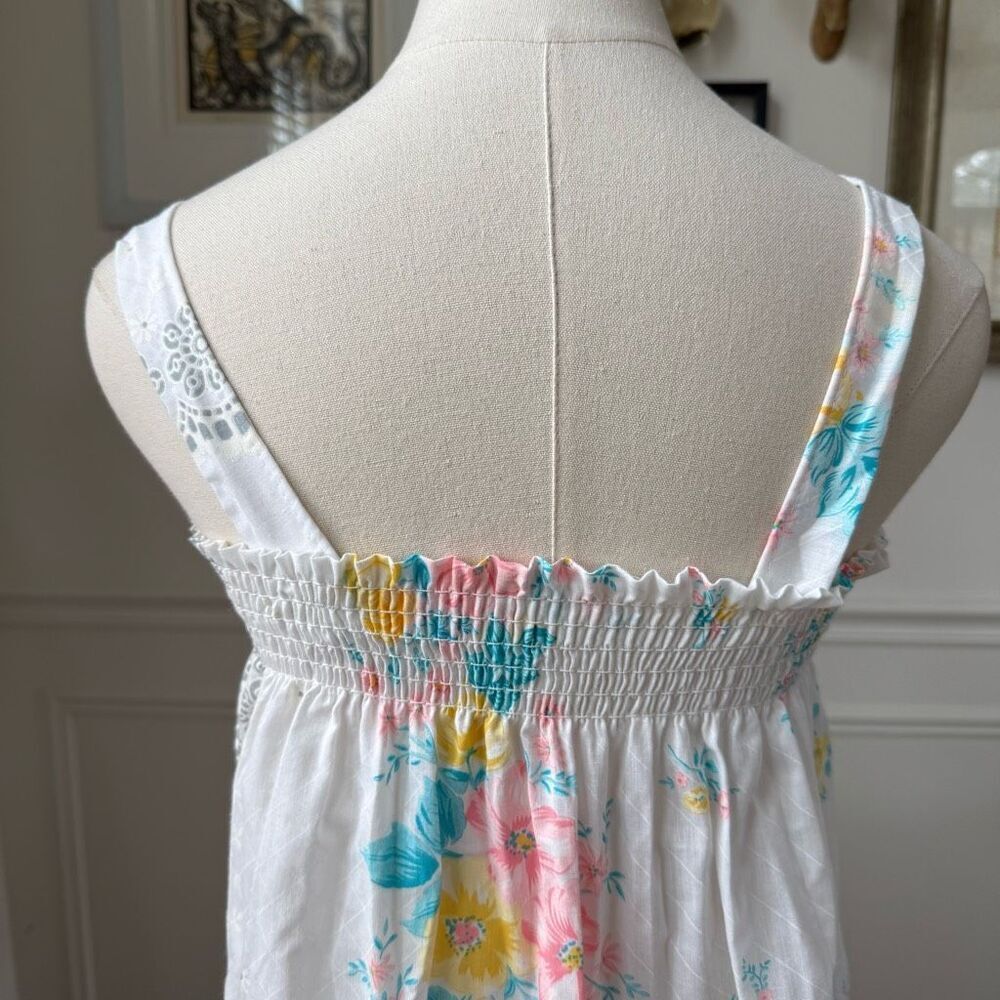Vintage 70s Sundress Nightgown Floral Smocked S - Picture 3 of 5
